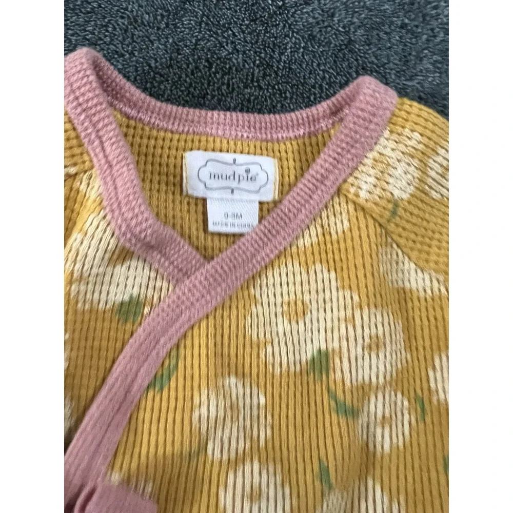 Mud Pie Mustard Yellow Floral One‎ Piece Size 0-3m